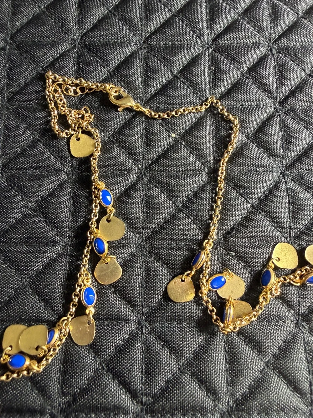 J. Crew Gold Drop Necklace with Blue and Turquoise Accents
